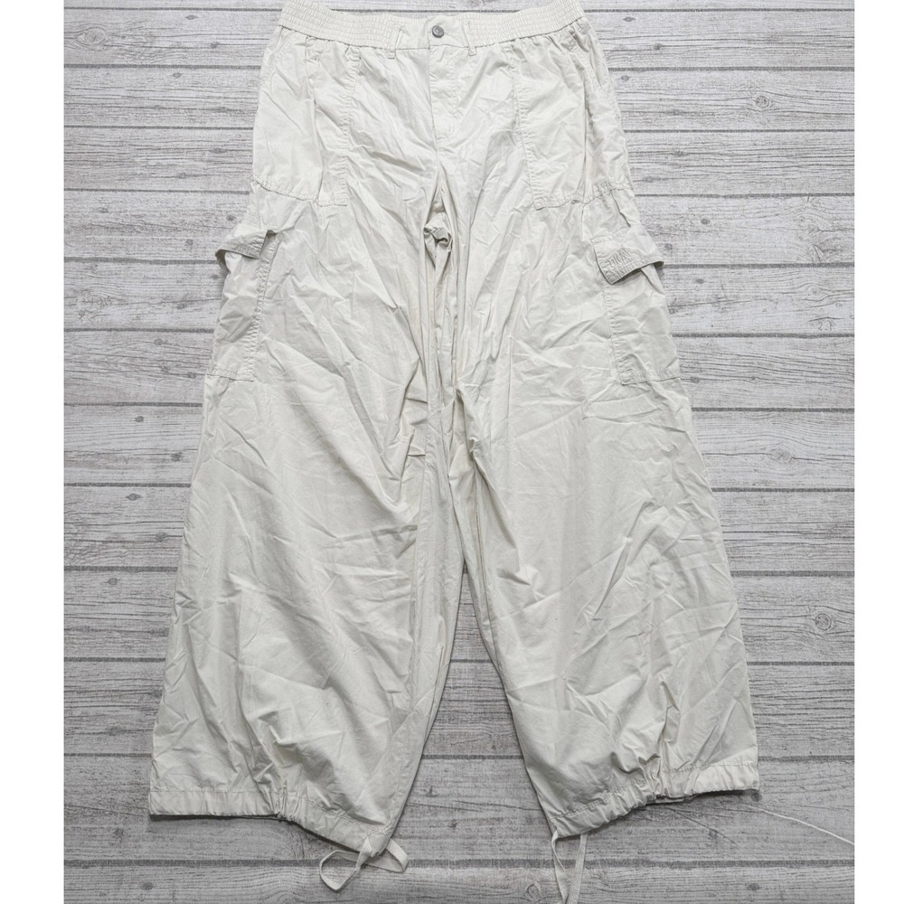 DKNY Cargo Pants Women's XL Beige Wide Leg Relaxed Fit Utility Hiking Outdoor